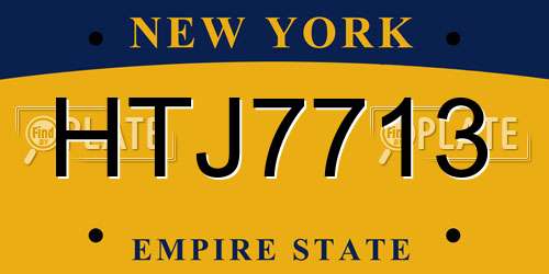 HTJ7713 New York License Plate