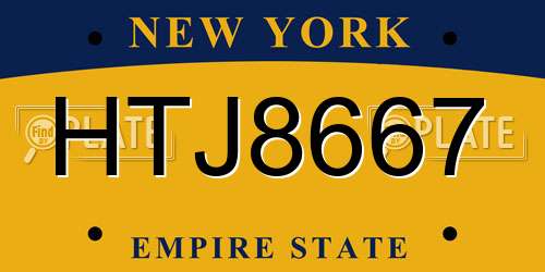HTJ8667 New York License Plate