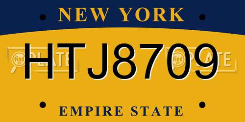 HTJ8709 New York License Plate