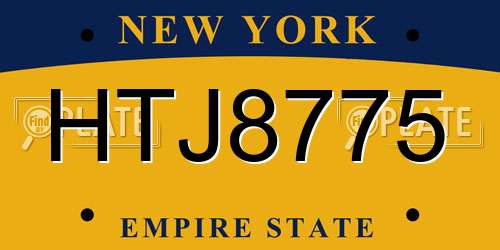 HTJ8775 New York License Plate
