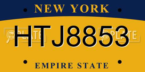 HTJ8853 New York License Plate