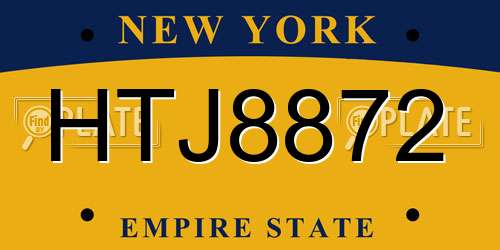 HTJ8872 New York License Plate