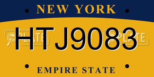 HTJ9083 New York License Plate
