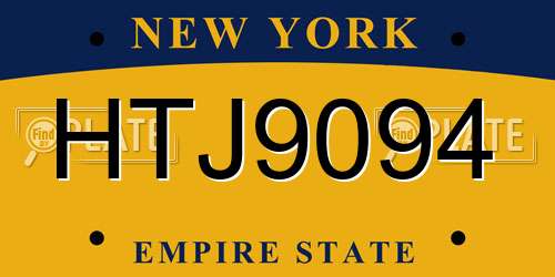 HTJ9094 New York License Plate