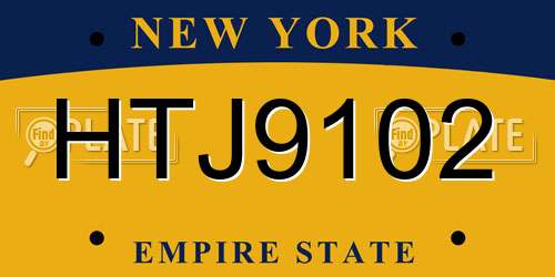 HTJ9102 New York License Plate