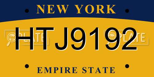 HTJ9192 New York License Plate