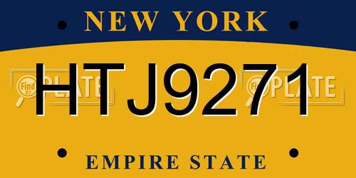 HTJ9271 New York License Plate