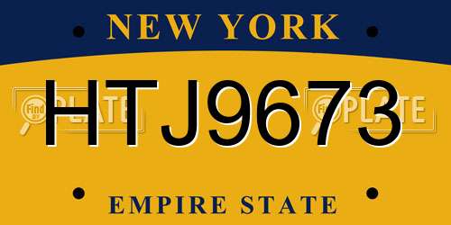 HTJ9673 New York License Plate