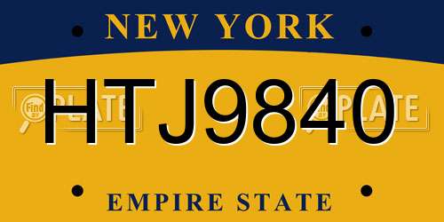 HTJ9840 New York License Plate
