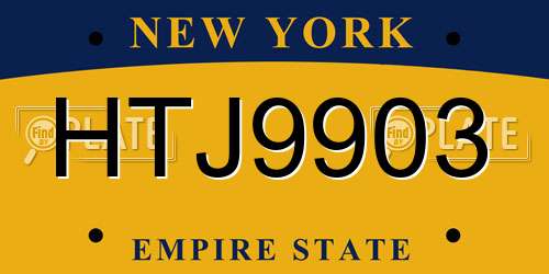 HTJ9903 New York License Plate