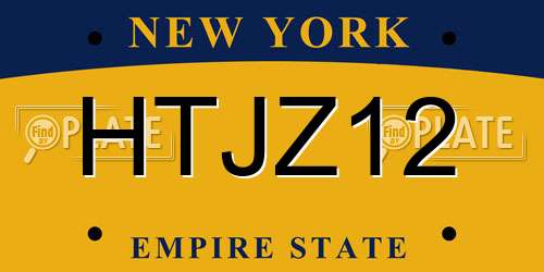 HTJZ12 New York License Plate
