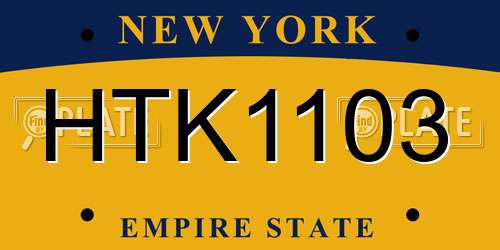 HTK1103 New York License Plate
