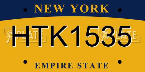 HTK1535 New York License Plate