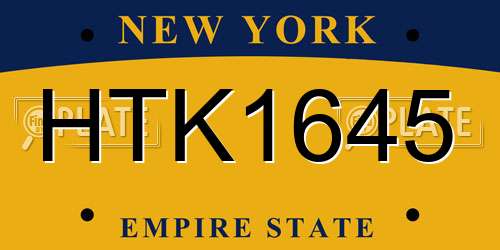 HTK1645 New York License Plate