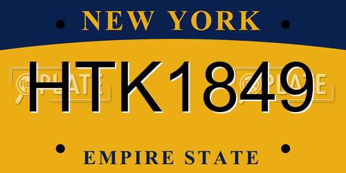 HTK1849 New York License Plate
