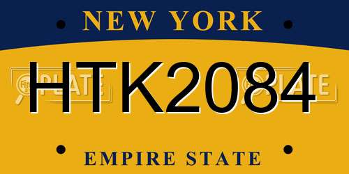 HTK2084 New York License Plate