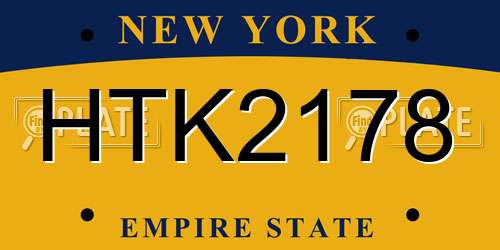 HTK2178 New York License Plate