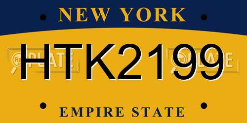 HTK2199 New York License Plate