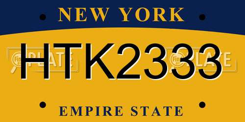 HTK2333 New York License Plate