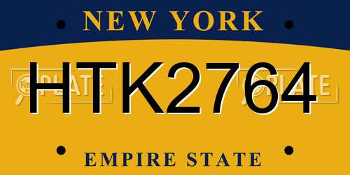 HTK2764 New York License Plate