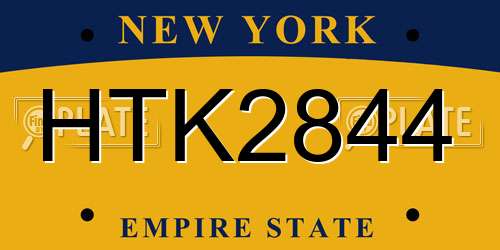 HTK2844 New York License Plate