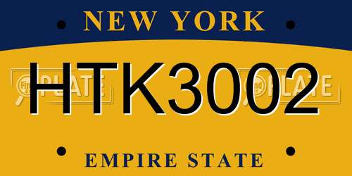 HTK3002 New York License Plate