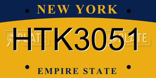 HTK3051 New York License Plate