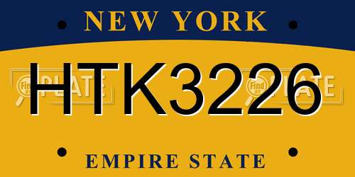 HTK3226 New York License Plate