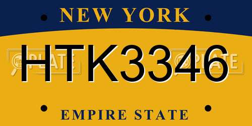 HTK3346 New York License Plate