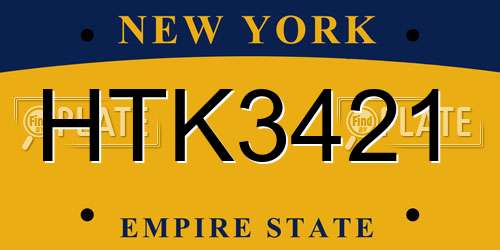 HTK3421 New York License Plate
