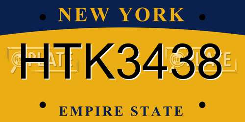 HTK3438 New York License Plate