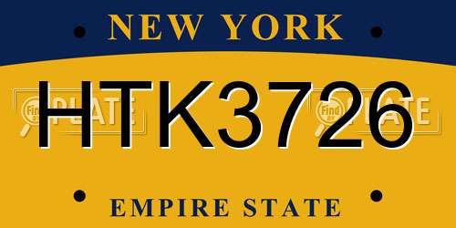 HTK3726 New York License Plate