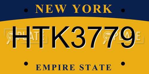 HTK3779 New York License Plate