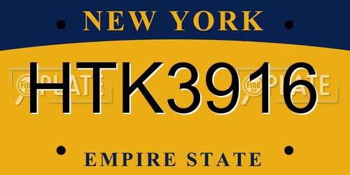 HTK3916 New York License Plate