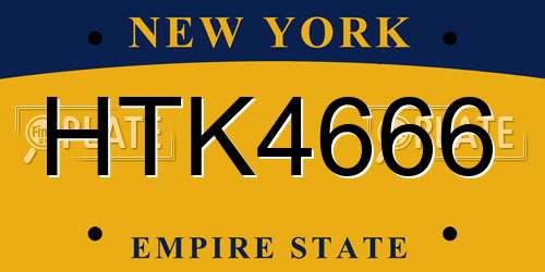 HTK4666 New York License Plate