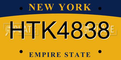 HTK4838 New York License Plate