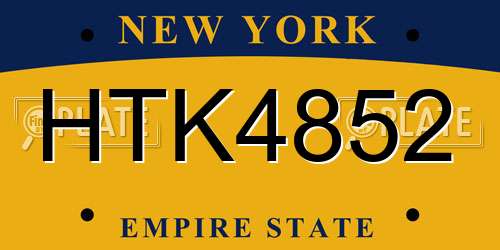 HTK4852 New York License Plate
