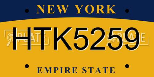HTK5259 New York License Plate