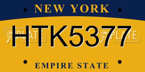 HTK5377 New York License Plate