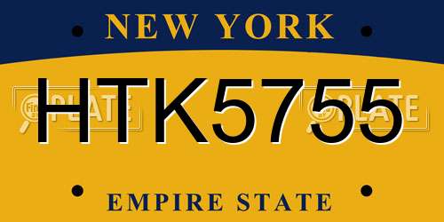 HTK5755 New York License Plate