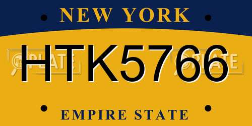 HTK5766 New York License Plate