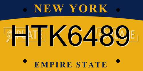 HTK6489 New York License Plate