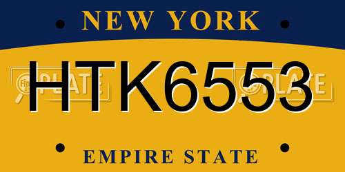 HTK6553 New York License Plate