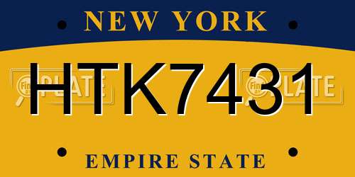 HTK7431 New York License Plate