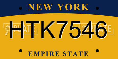 HTK7546 New York License Plate
