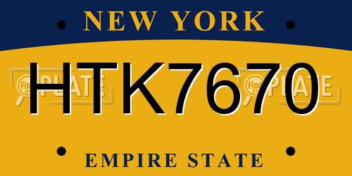 HTK7670 New York License Plate