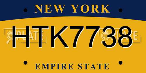 HTK7738 New York License Plate