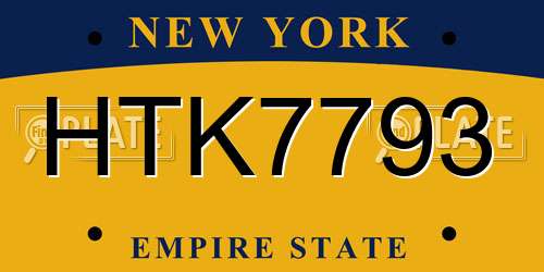 HTK7793 New York License Plate