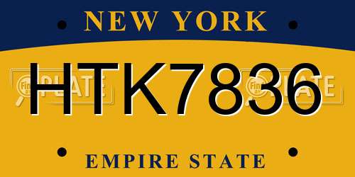 HTK7836 New York License Plate