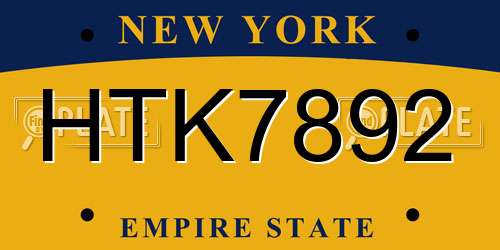 HTK7892 New York License Plate